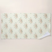 Blaue Blumen, rote Blume, Muster von Blume Strandtuch (Vorderseite)