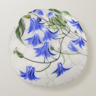 Blaue Blumen Rundes Kissen