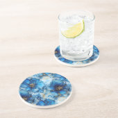 blaue Blumen-Sandstein-Unterlage Getränkeuntersetzer (Seite)