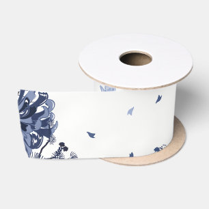 Blaue Blumen Satinband