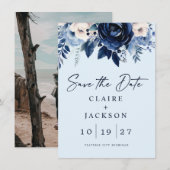 Blaue Blumen Save The Date (Vorne/Hinten)