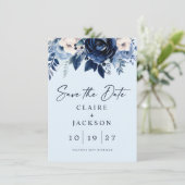 Blaue Blumen Save The Date (Stehend Vorderseite)