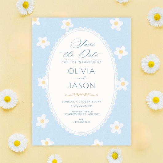 Blaue Blumen Save The Date