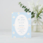 Blaue Blumen Save The Date (Stehend Vorderseite)