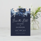 Blaue Blumen Save The Date (Stehend Vorderseite)