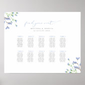Blaue Blumen Script Hochzeitsdiagramm Poster (Vorne)