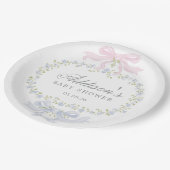 Blaue Blumen-Servietten Pappteller (Schrägansicht)