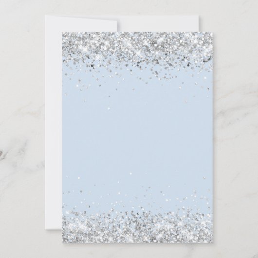 Blaue Blumen Silber 25. Hochzeitstag Einladung (Rückseite)