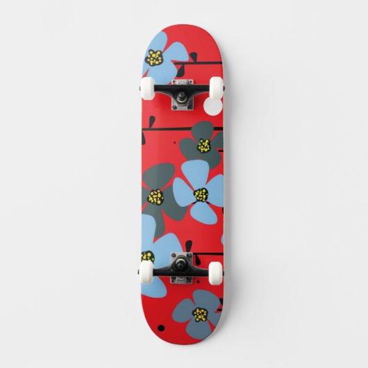 Blaue Blumen Skateboard (Vorderseite)