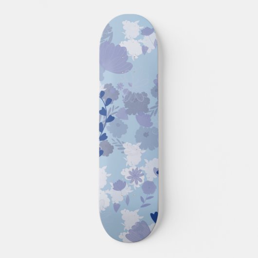 Blaue Blumen Skateboard (Vorderseite)