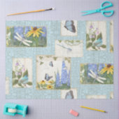 Blaue Blumen Sonnenblumen Dragonfly Garden Decoupa Seidenpapier (Basteln)