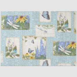 Blaue Blumen Sonnenblumen Dragonfly Garden Decoupa Seidenpapier