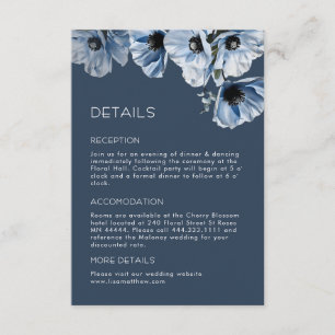 Blaue Blumen Staubblau Casual Begleitkarte