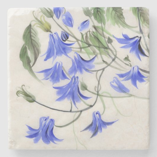 Blaue Blumen Steinuntersetzer (Vorderseite)
