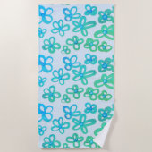 Blaue Blumen Strandtuch (Vorderseite)
