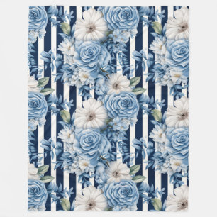 Blaue Blumen Streifen Brautparty Fleecedecke