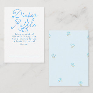 Blaue Blumen Süße Windel Raffle Baby Shower Ticket Begleitkarte