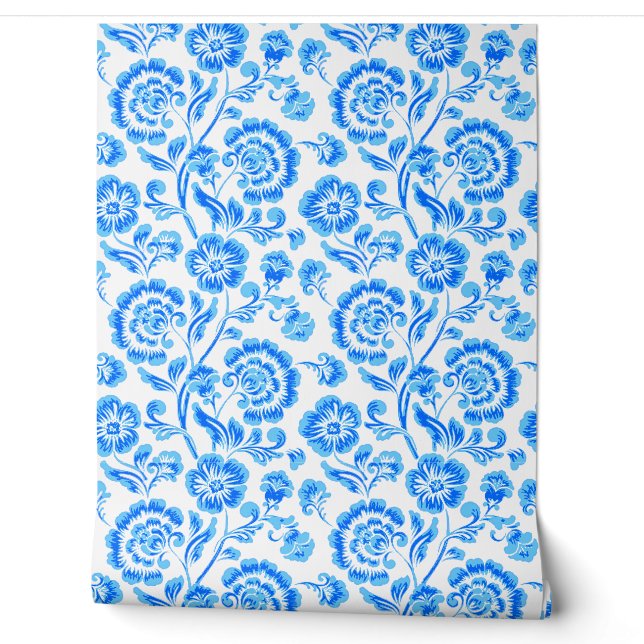 Blaue Blumen Tapete (Abrollen)