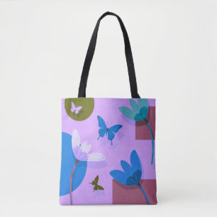 Blaue Blumen-Tasche – Moderne abstrakte Gestaltung Tasche
