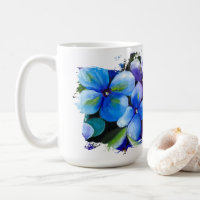 Blaue Blumen-Tasse 'Liebe ist die Antwort'