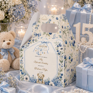 Blaue Blumen-Teddybär-Fünfzehnter Geburtstag Geschenkschachtel