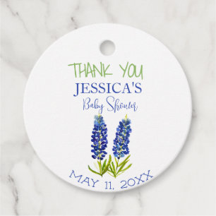 Blaue Blumen Texas Baby Shower Mädchen Geschenkanhänger