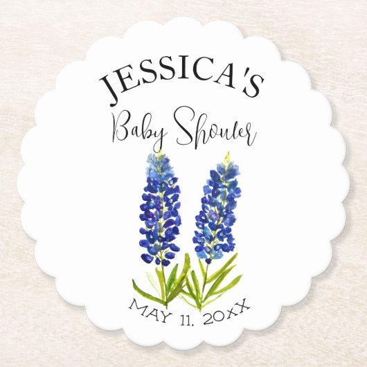 Blaue Blumen Texas Baby Shower Mädchen Untersetzer (Vorderseite)