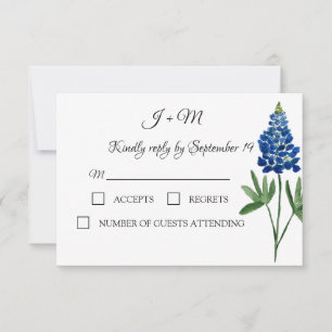Blaue Blumen Texas Bluebonnets Moderne RSVP Karte