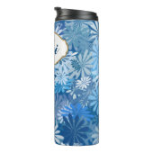Blaue Blumen Thermosbecher (Nach rechts gedreht)