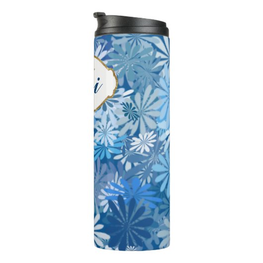 Blaue Blumen Thermosbecher (Nach rechts gedreht)