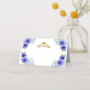 Blaue Blumen-Tiara Quinceanera Platzkarte