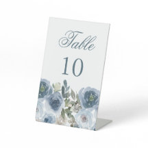 Blaue Blumen Tischnummern Hochzeitsschilder