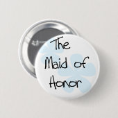 Blaue Blumen-Trauzeugin Button (Vorne & Hinten)