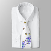 Blaue Blumen und Bee Neck Tie Krawatte (Gebunden)