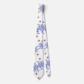 Blaue Blumen und Bee Neck Tie Krawatte (Vorderseite)