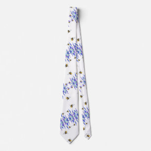 Blaue Blumen und Bee Neck Tie Krawatte