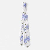 Blaue Blumen und Bee Neck Tie Krawatte (Rückseite)