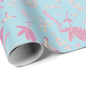 Blaue Blumen und Bögen Geschenkpapier (Rolleneckpunkt)