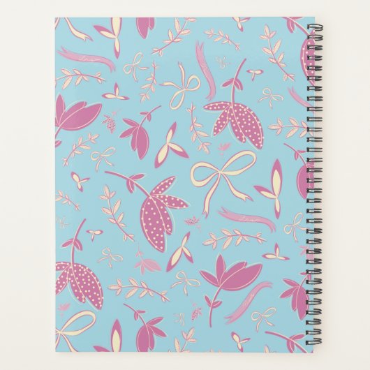 Blaue Blumen und Bögen Planer (Rückseite)