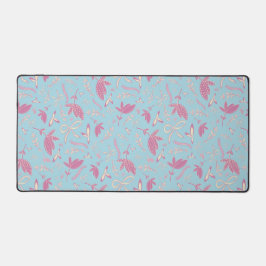 Blaue Blumen und Bögen Schreibtischunterlage