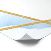 Blaue Blumen und Eukalyptus Gold Hochzeit Timeline Poster (Ecke)