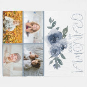 Blaue Blumen und Fotos für Oma Fleecedecke (Vorderseite (Horizontal))