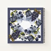 Blaue Blumen und Früchte im Rahmen Notizblock (Rückseite)