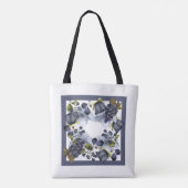 Blaue Blumen und Früchte im Rahmen Tasche (Rückseite)