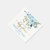 Blaue Blumen und goldene Akzente setzen Babydusche Serviette (Ecke)