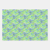 Blaue Blumen und Graslandschaften Kunstmuster Geschenkpapier Set (Vorderseite)