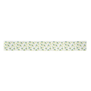Blaue Blumen und grüne Blätter: Satinband