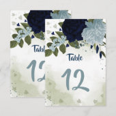 blaue Blumen und grüne Tischnummer (Vorne/Hinten)