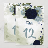 blaue Blumen und grüne Tischnummer (Vorne/Hinten)