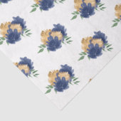 Blaue Blumen und Grünmuster Seidenpapier (Ausschnitt)
